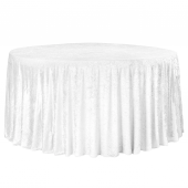 Premade Velvet Tablecloth - 132" Round - White