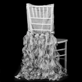 Spiral Taffeta & Organza Chair Back Slip Cover - Silver
