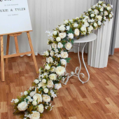 LUXE White Rose with Greenery Mixed Table Runner - 78 Inches