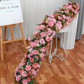 LUXE Pink Rose with Greenery Mixed Table Runner - 78 Inches