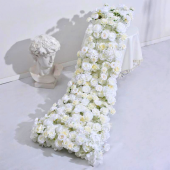 LUXE Romantic White Rose Table Runner - 78 Inches