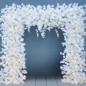 8ft LUXE White & Champagne Cherry Blossom Square Floral Arch with Optional Pipe Kit Frame