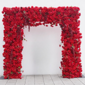 8ft LUXE Red Rose & Wisteria Square Floral Arch with Optional Pipe Kit Frame
