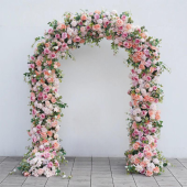 8ft LUXE Pink Rose, Peony & Green Eucalyptus Leaf Mixed Floral Arch with Optional Frame