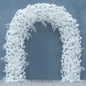8ft LUXE White Rose, Peony & Orchid Mixed Floral Arch with Optional Frame