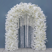 8ft LUXE White Cherry Blossom & Hanging Wisteria Floral Arch with Optional Frame