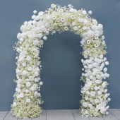 8ft LUXE White Rose & Baby's Breath Floral Arch with Optional Frame