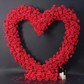 8ft LUXE Red Rose Heart Shaped Floral Arch with Optional Frame