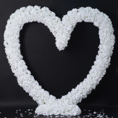 7ft LUXE White Rose Heart Shaped Floral Arch with Optional Frame