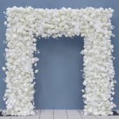 8ft LUXE White Rose, Hydrangea, Orchid & Baby's Breath Mixed Square Floral Arch with Optional Pipe Kit Frame