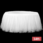 Sheer Tulle Tutu Table Skirt - 14ft long - White