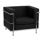 UltraLounge™ Contemporary Leather Chair w/ Encasing Frame - Black