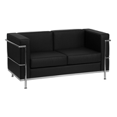 UltraLounge™ Contemporary Leather Love Seat w/ Encasing Frame - Black