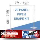 20-Panel Pipe and Drape Kit / Backdrop - 6-10 Feet Tall (Adjustable)