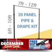 20-Panel Black Anodized Pipe and Drape Kit / Backdrop - 6-10 Feet Tall (Adjustable)