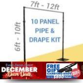 10-Panel Black Anodized Pipe and Drape Kit / Backdrop - 6-10 Feet Tall (Adjustable)