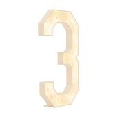 Wood Marquee Number "3"