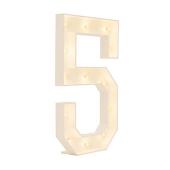 Wood Marquee Number "5"