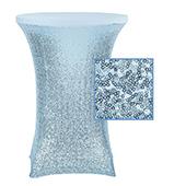 Perfect Fit Sequin Spandex Cocktail Table Cover 30"-32" Round - Baby Blue