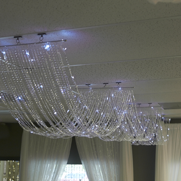 15ft Crystal Ceiling Draping Panel W Led Lights Pure White 20 Wide