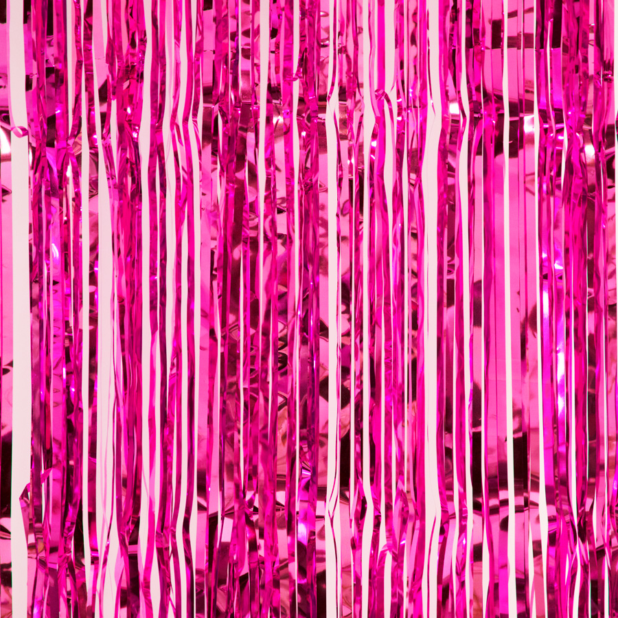 Decostar™ Sparkling Metallic Foil Fringe Curtain 96 12 Pieces - Pink