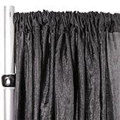 Extra Wide Crushed Taffeta "Tergalet" Drape Panel by Eastern Mills 9ft Wide w/ 4" Sewn Rod Pocket - Black
