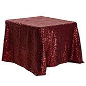 Square 90" x 90" Sequin Tablecloth by Eastern Mills - Premium Quality - Burgundy