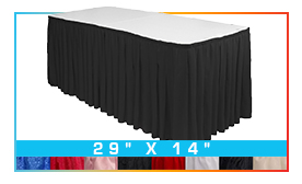 14ft Pleated Table Skirt for 29 in. High Tables (14\' x 29\")