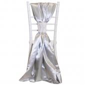 DecoStar™ Satin Single Piece Simple Back Chair Accent - Silver
