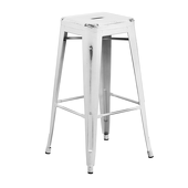 30" Distressed Stacking Metal Barstool - Snow