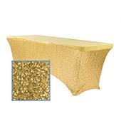 Perfect Fit Sequin Spandex Table Cover for 6FT Banquet Table  - Gold