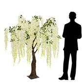 5FT Flowing Wisteria Tree w/ Leaves - Grand Centerpiece or Floor Tree - 9 Interchangeable Branches - Ivory