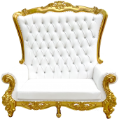 Queen Bride and Groom Throne Loveseat - White & Gold