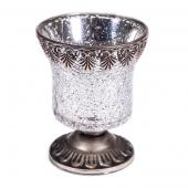 DecoStar™ Silver Mercury Votive/Candle Holder on Pedestal w/ Metal Rim - 4" Tall - 6 Pack!