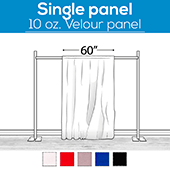 10 oz. Inherently Fire Retardant Polyester Velour - Sewn Drape Panel 60" Wide w/ 4" Rod Pockets - 40ft