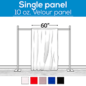 10 oz. Inherently Fire Retardant Polyester Velour - Sewn Drape Panel 60" Wide w/ 4" Rod Pockets - 20ft