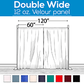 12 oz. Fire Retardant Polyester Velour by Eastern Mills - Economy Decorator Grade - Double Wide (120") Sewn Drape Panel w/ 4" Rod Pockets - 8ft