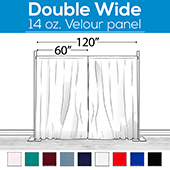 14 oz. Production Performance Polyester Velour by Eastern Mills - Double Wide (120") Sewn Drape Panel w/ 4" Rod Pockets - 8ft