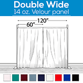 14 oz. Production Performance Polyester Velour by Eastern Mills - Double Wide (120") Sewn Drape Panel w/ 4" Rod Pockets - 12ft