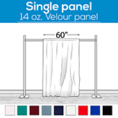 14 oz. Production Performance Polyester Velour by Eastern Mills - Sewn Drape Panel w/ 4" Rod Pockets - 60ft