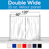 15 oz. Inherently Fire Retardant Polyester Velour - Double Wide (120") Sewn Drape Panel w/ 4" Rod Pockets - 12ft