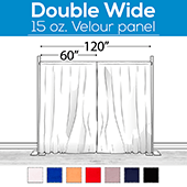 15 oz. Inherently Fire Retardant Polyester Velour - Double Wide (120") Sewn Drape Panel w/ 4" Rod Pockets - 15ft