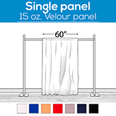 15 oz. Inherently Fire Retardant Polyester Velour - Sewn Drape Panel 60" Wide w/ 4" Rod Pockets - 10ft