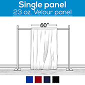 23 oz. Inherently Fire Retardant Polyester Velour - Sewn Drape Panel 60" Wide w/ 4" Rod Pockets - 8ft