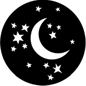 Moon and Stars - Stock Gobo for Gobo Light Projectors - Choose your size!