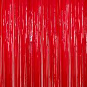 Red - Plastic Wet Look Fringe Table Skirt - Many Size Options