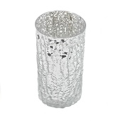 DecoStar™ 6" Glam Wavy Etched Pattern Mercury Glass Candle/Votive Holder - Silver