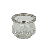 DecoStar™ 6 PACK - Diamond Etched Glass Tealight Holder W/ Silver Trim - Small