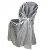 Premium Taffeta (Chameleon) Fabric Chair Cover By Eastern Mills in Silver - Universal Fit!