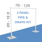 DELUXE-2 Panel Pipe and Drape Kit / Backdrop - 8-18 Feet Tall (Adjustable) Comes W/ 3 Piece Uprights for Maximum Height Adjustment